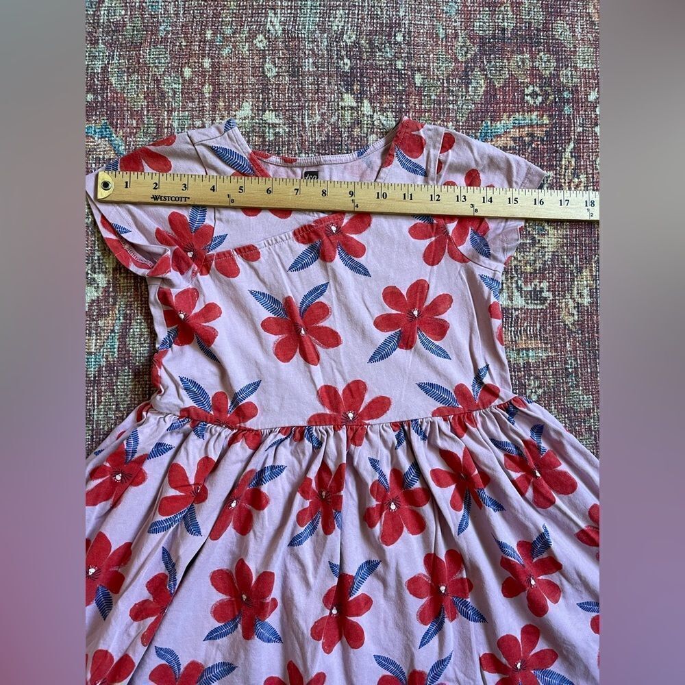 Tea size 8 Floral Kids Dress in Pink, Red and Blue - Picture 4 of 8